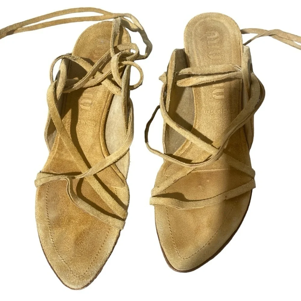 Mui Mui Strappy Suede Heeled Sandals Sz 35 (US Size 5 via chart)